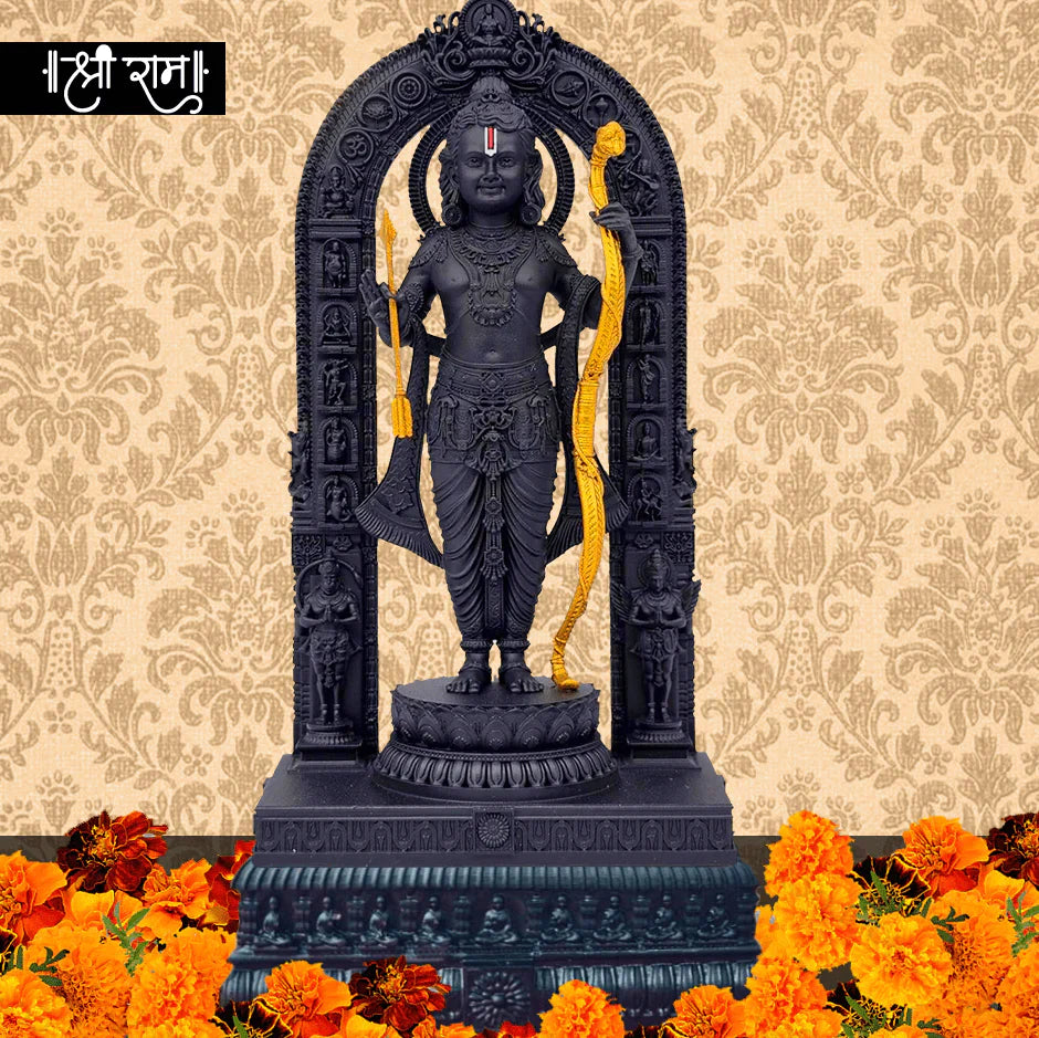 Ram Mandir Ayodhya Black 3D 3 LAYER Printed MDF Wooden Statue for Home